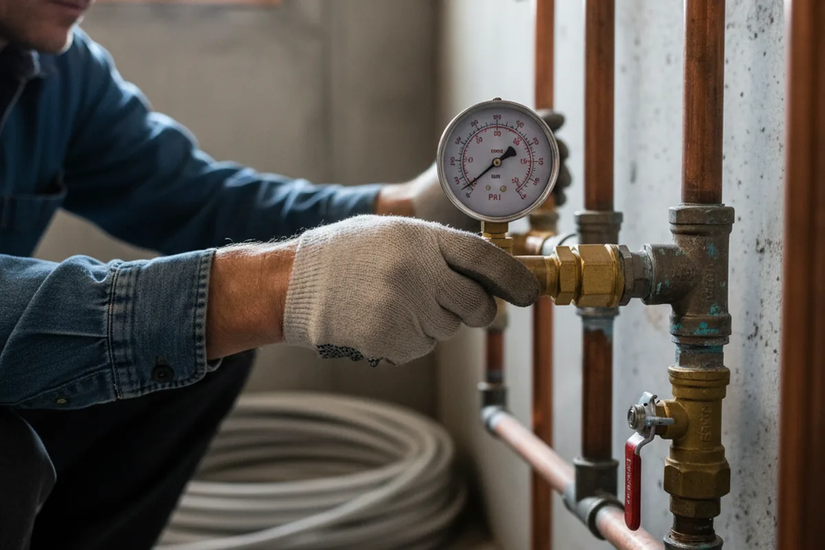 Pressure testing a repaired line during Water Line Repair in Beverly